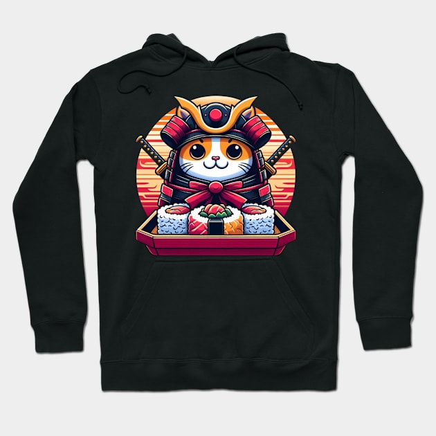 Women’s Sushi Samurai Kawaii Cat Hoodie by CP6Design